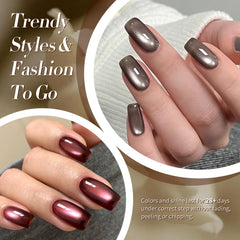 Born Pretty swatches on a nail fan showing six distinct retro magnetic glitter tones