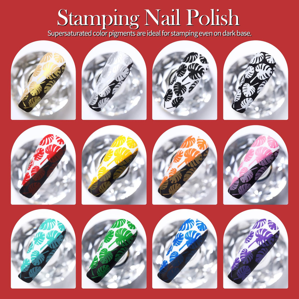 Born Pretty color swatch wheel displaying 12 opaque stamping shades