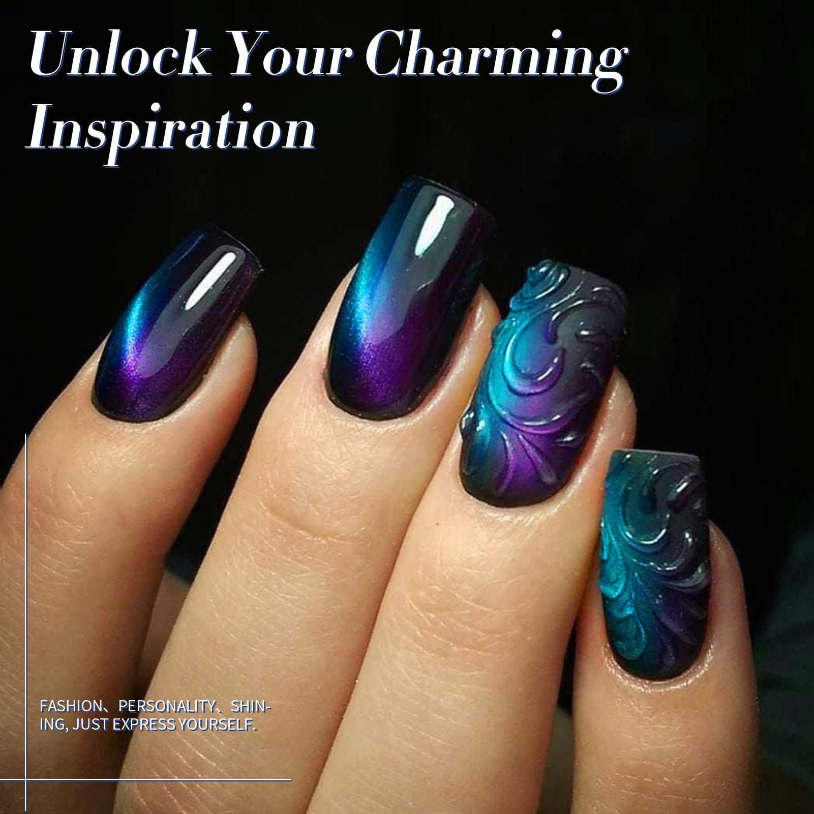 Born Pretty holographic polish bottles lined up, displays color-shifting tones