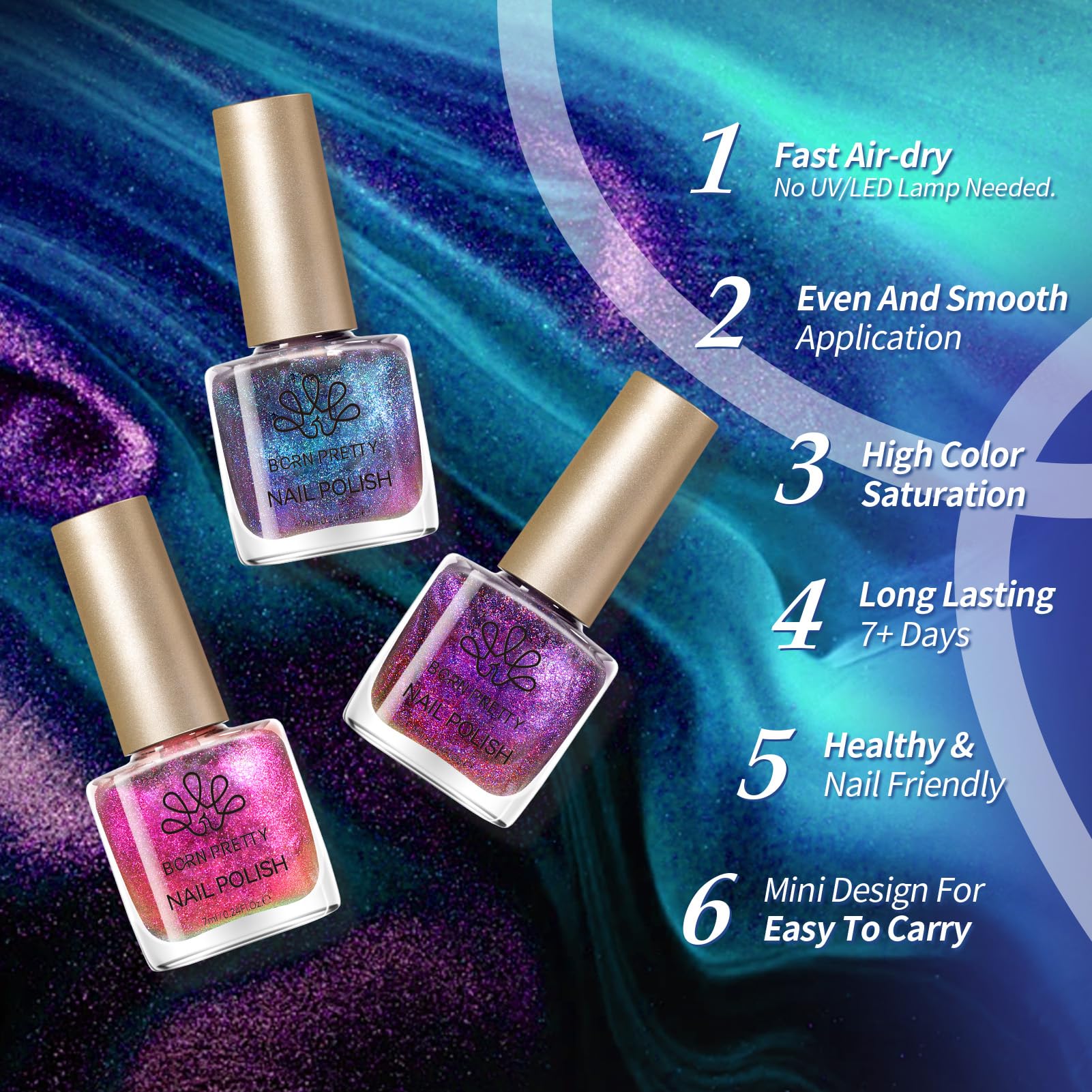 Born Pretty finished manicure at party, showcases striking chameleon shine