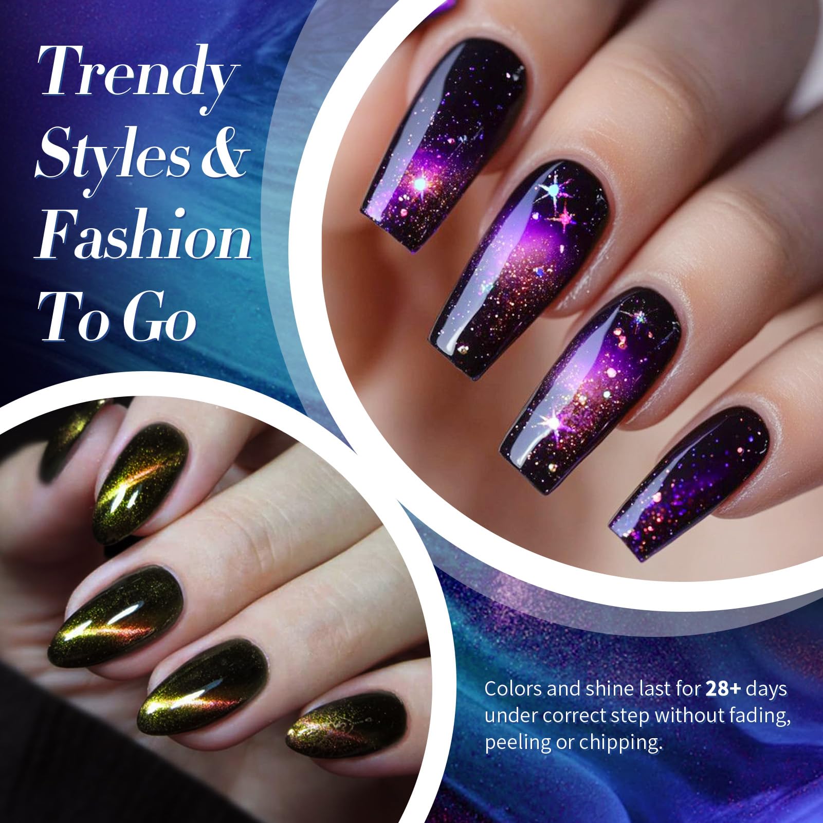 Born Pretty magnet creating cat-eye stripe on nail, demonstrates the effect