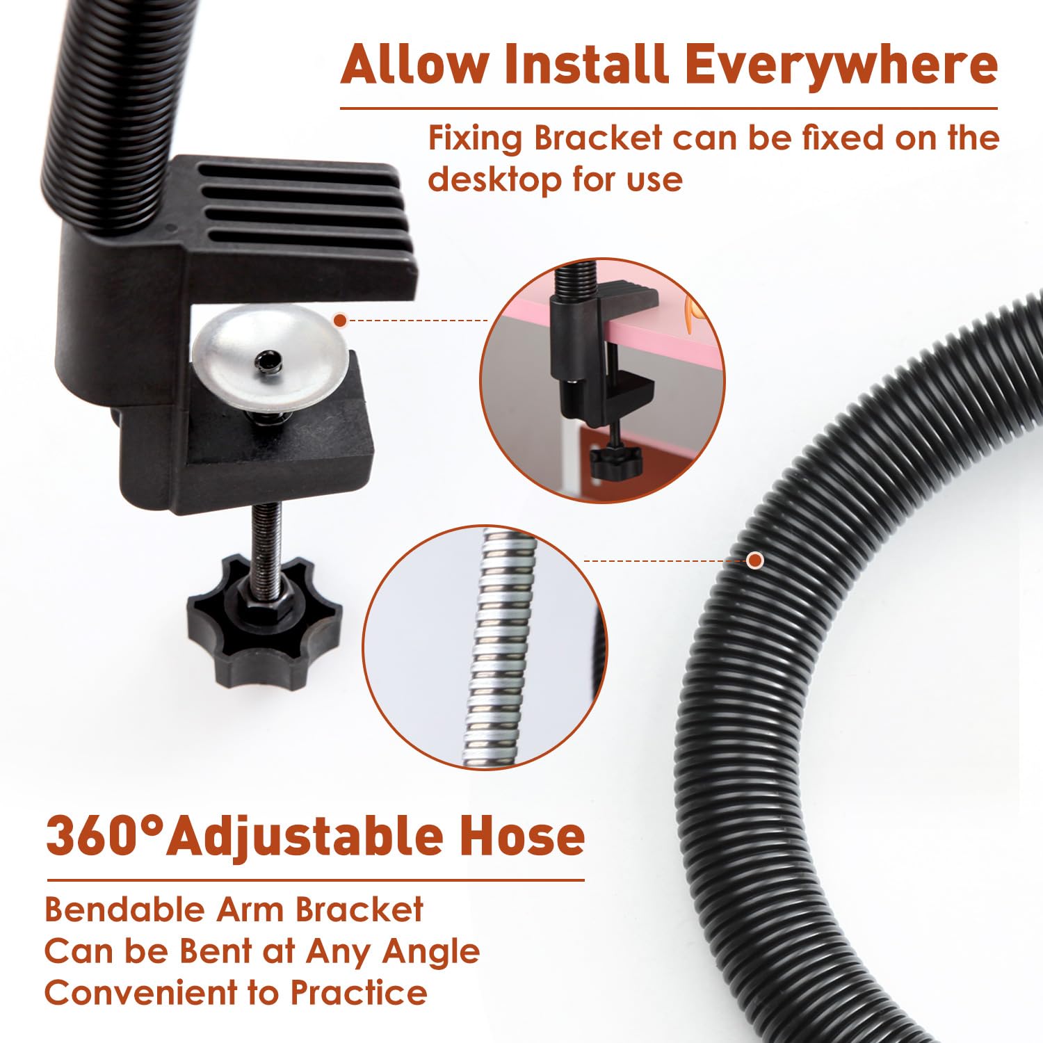 BORNBYME stainless-steel handle and clamp detail offering secure tabletop mounting