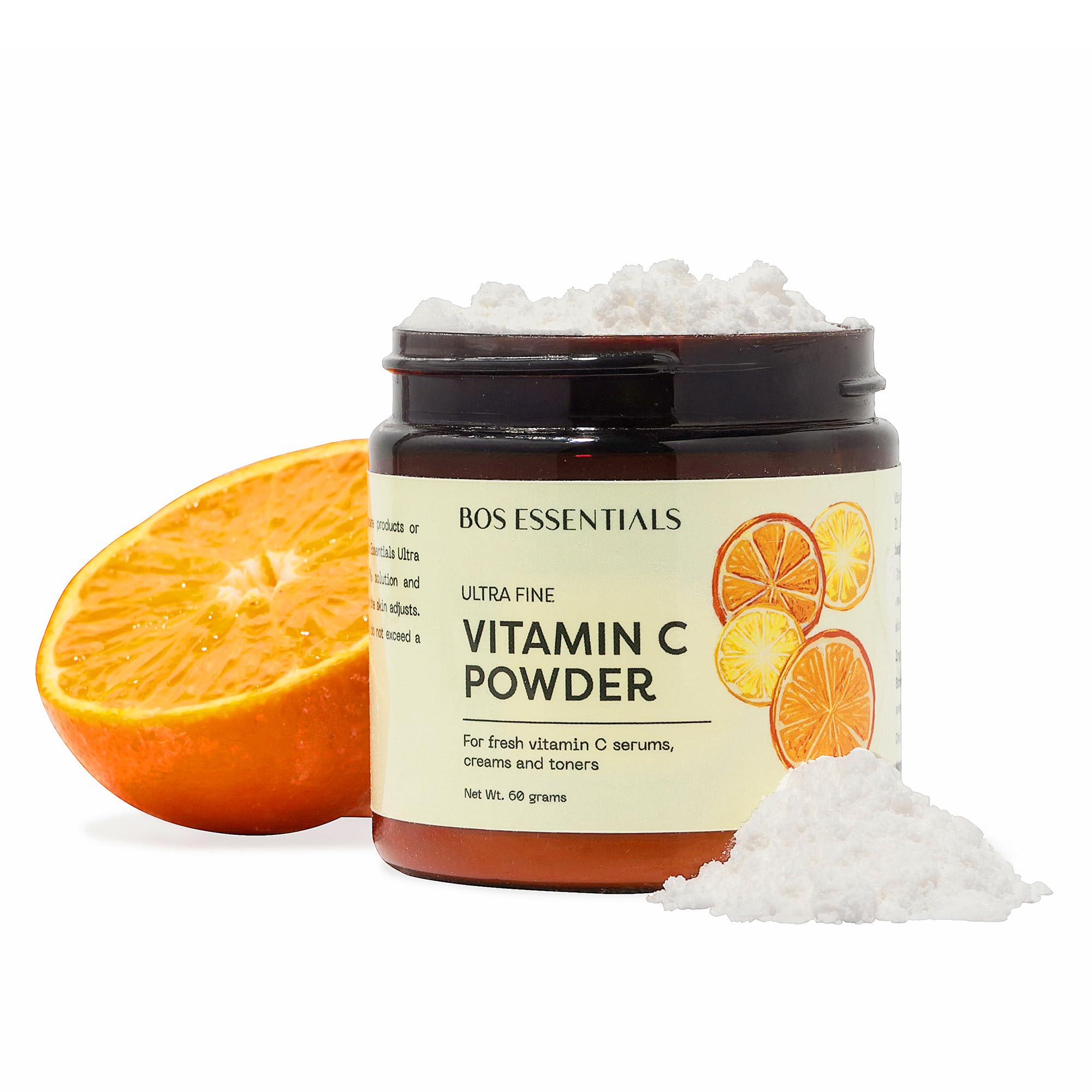 Bos Essentials label detail emphasizing cosmetic-grade purity and ingredient transparency
