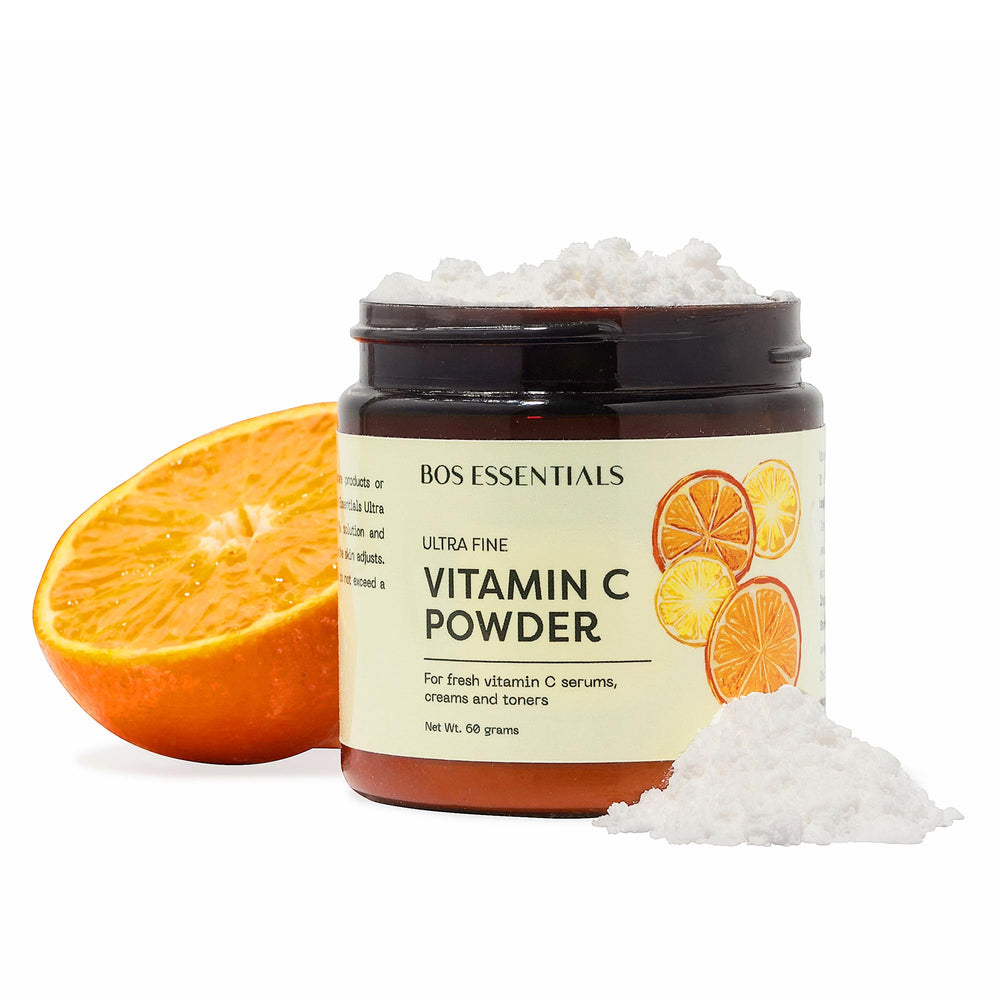 Bos Essentials label detail emphasizing cosmetic-grade purity and ingredient transparency