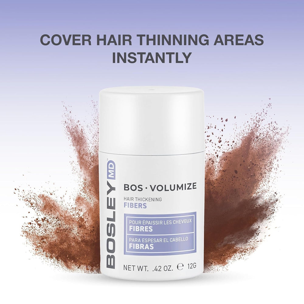 BosleyMD applying fibers to part line for instant fuller hair effect