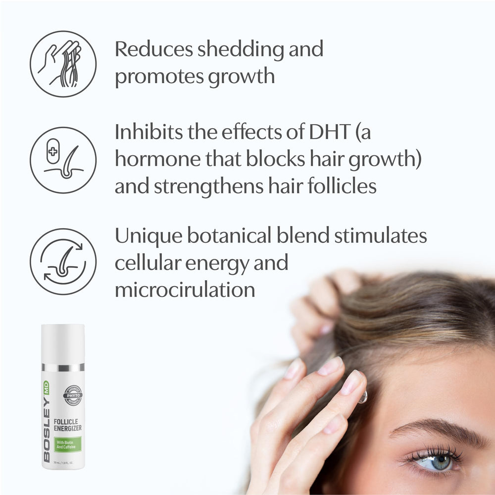 BosleyMD being applied to scalp demonstrating targeted follicle support