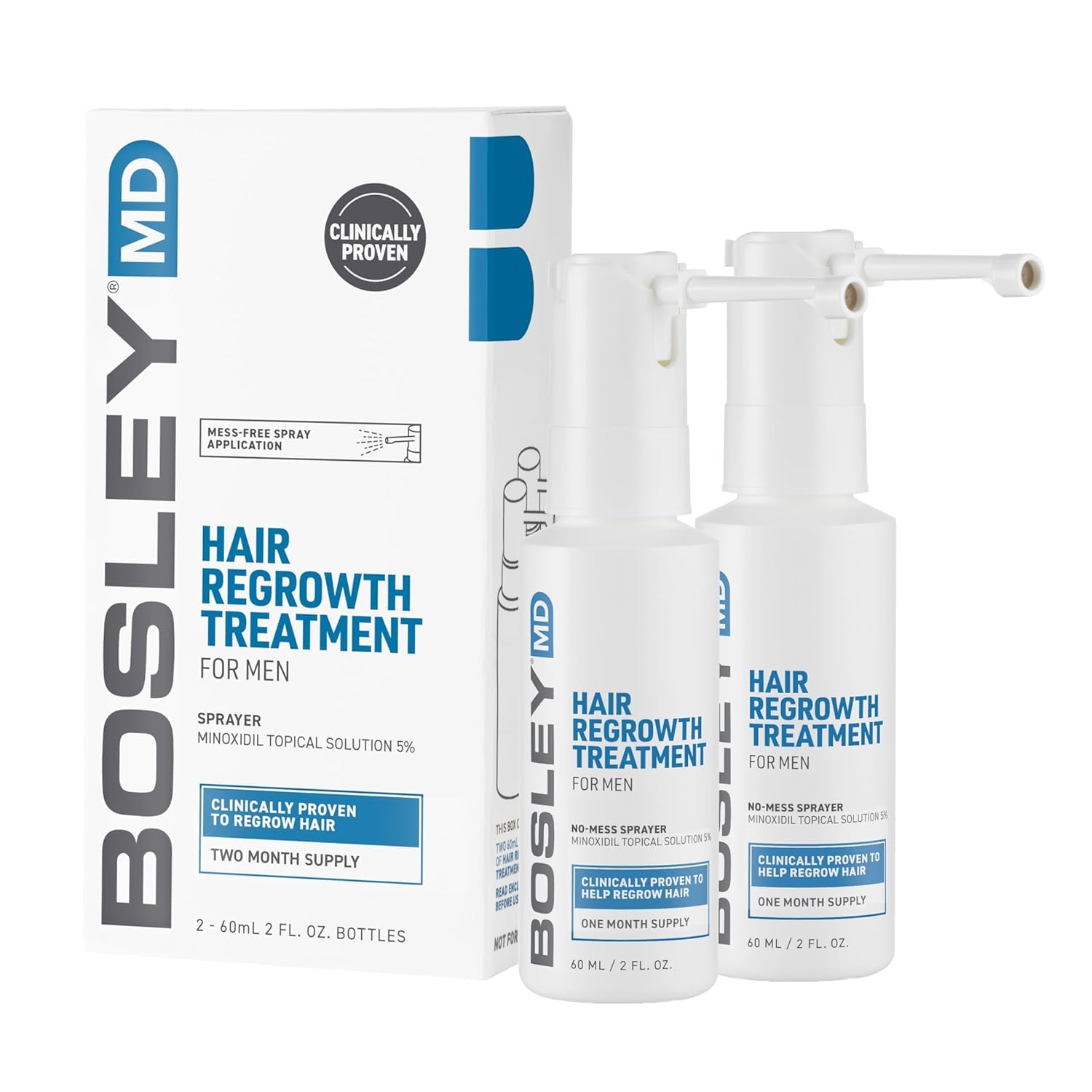 BosleyMD front packaging showing two-pack and convenience for routine