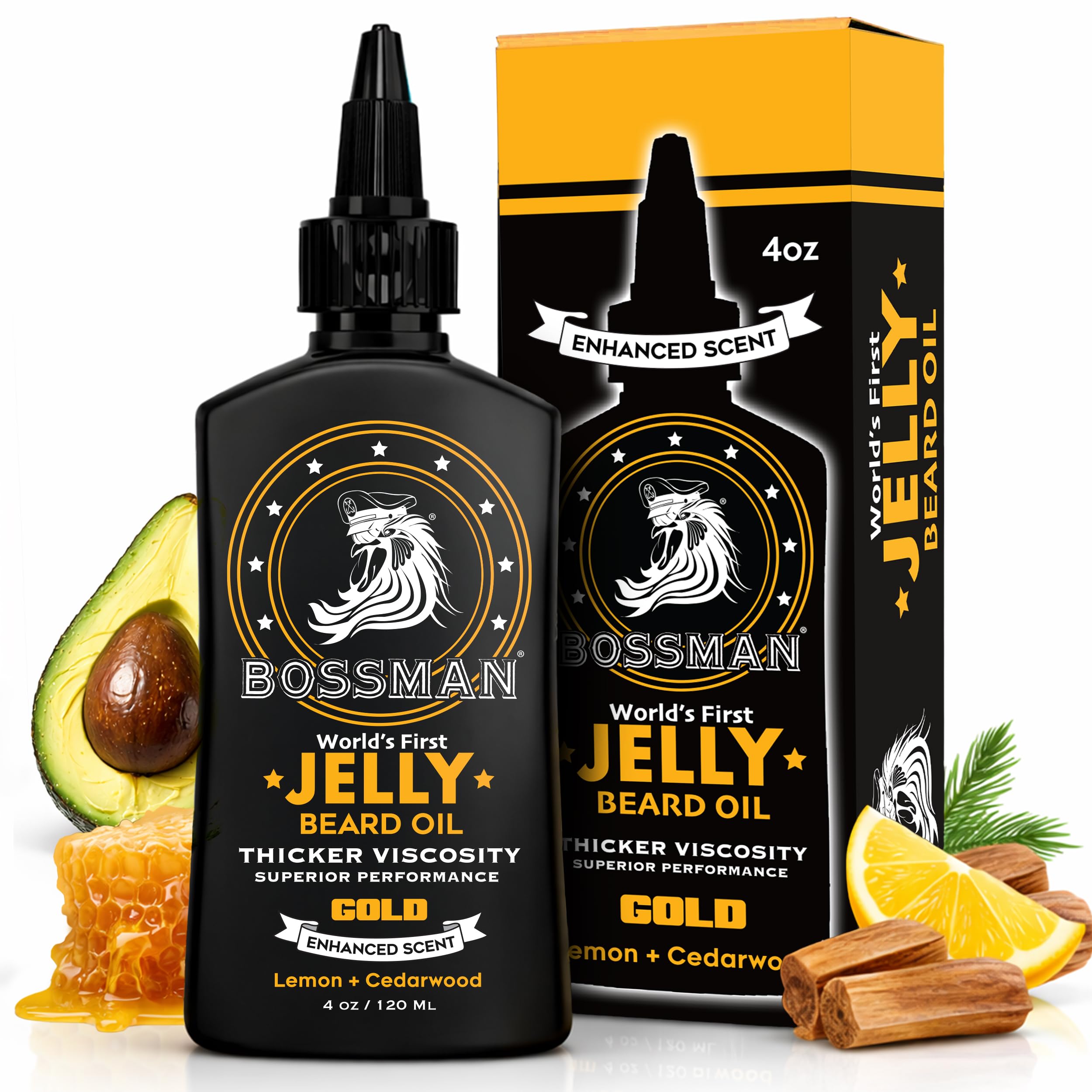 Bossman front label showing jar and clear branding for easy identification