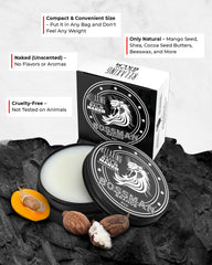 Bossman open tin texture close-up highlighting creamy balm hydration