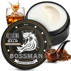 Bossman jar front view showing Stagecoach scent and clean packaging benefit
