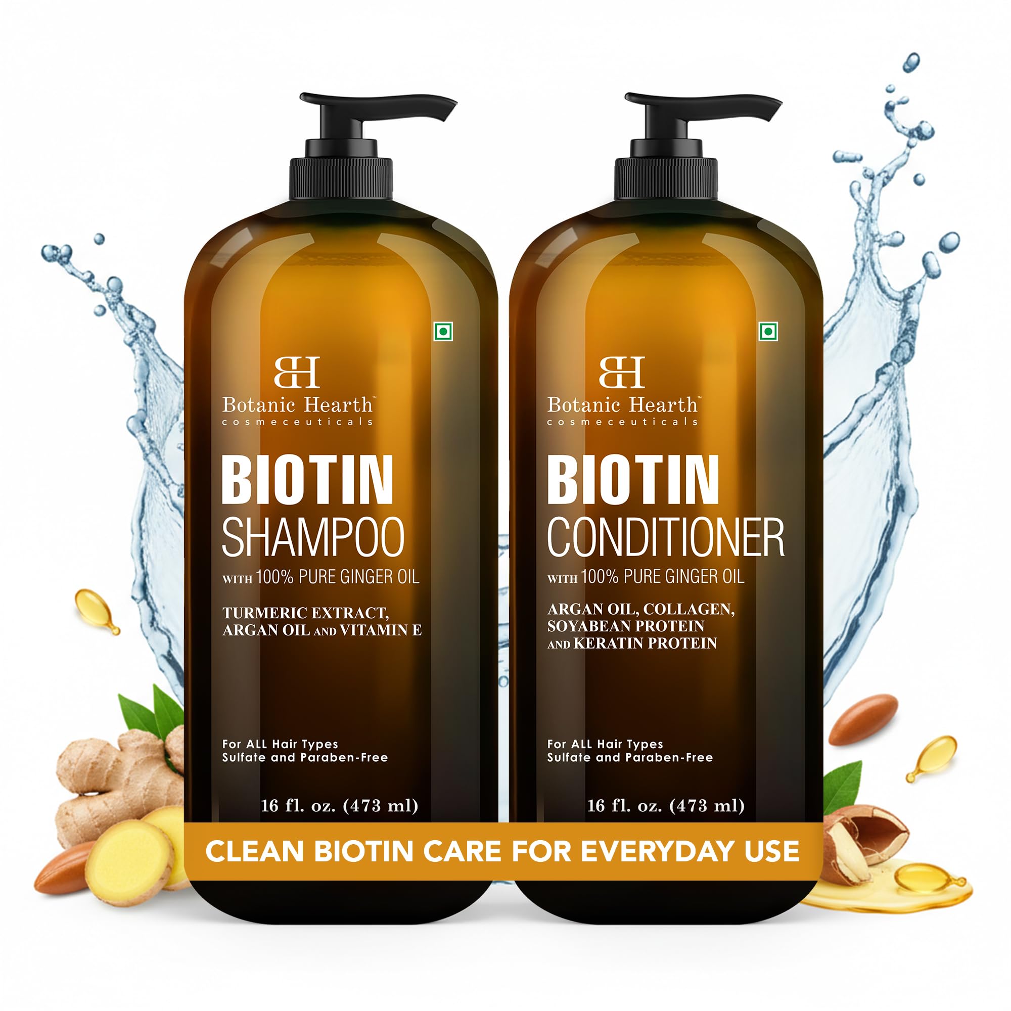 Botanic Hearth bottles side by side highlighting daily-use biotin formula benefit