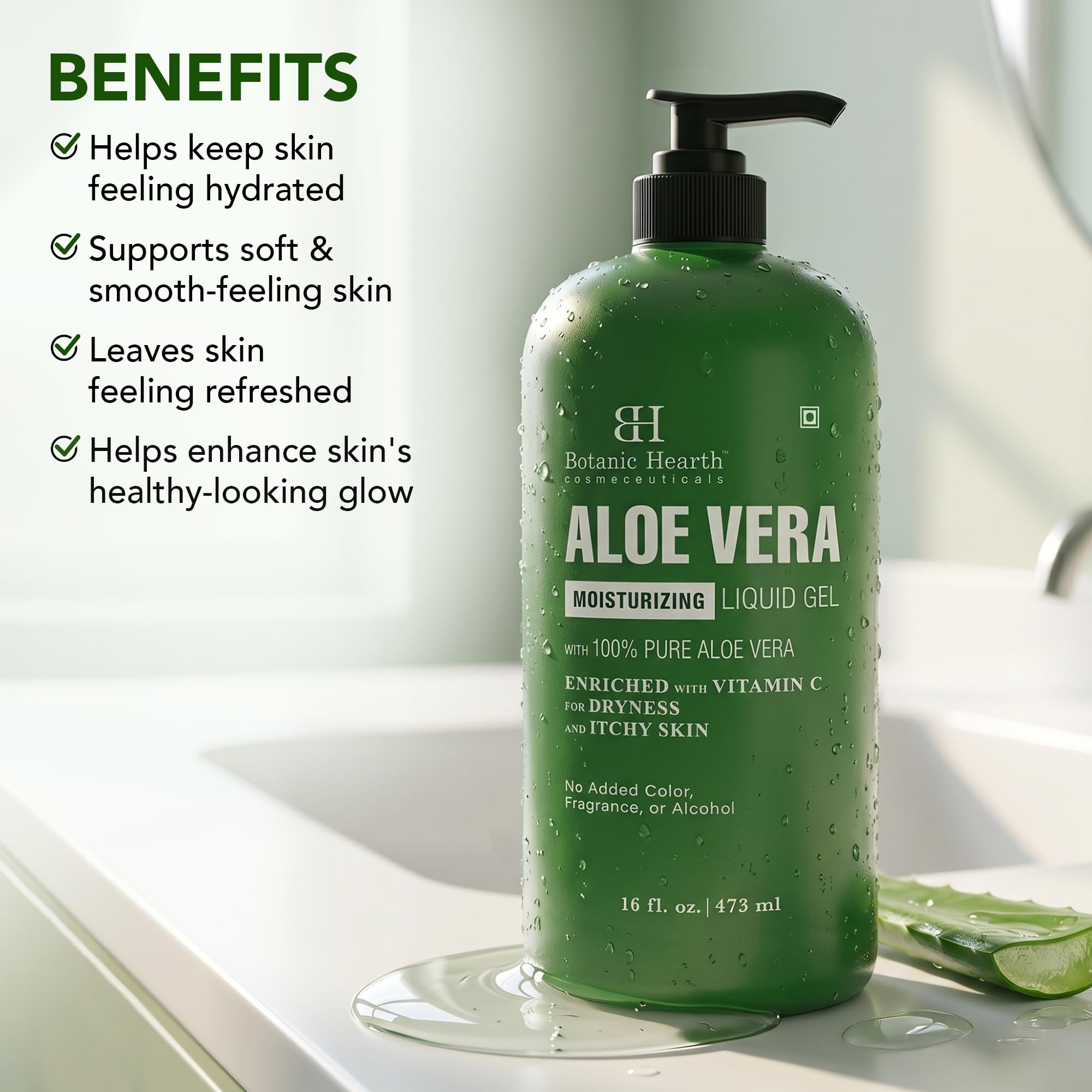 Botanic Hearth clear gel texture pouring, highlighting lightweight absorbent consistency