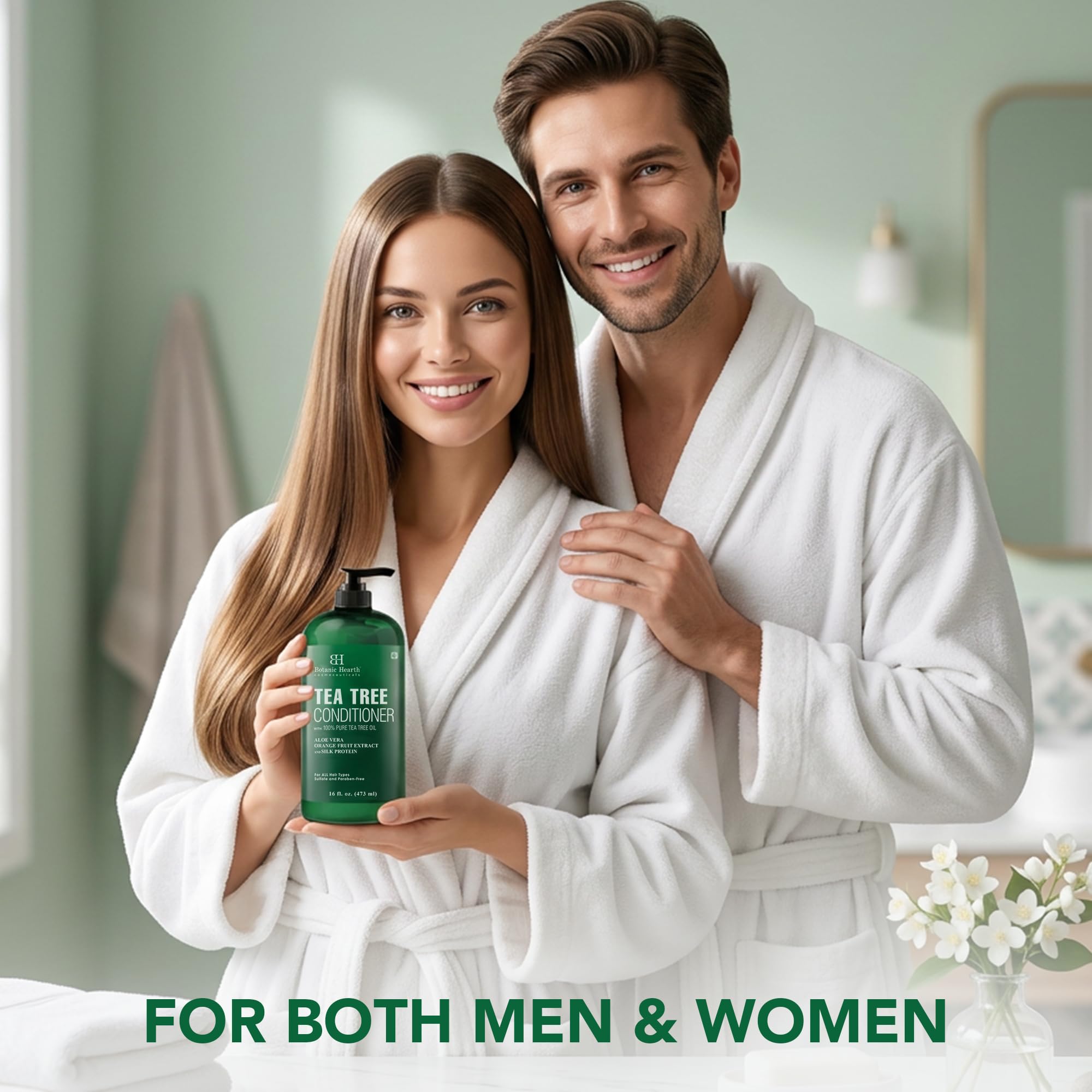 Botanic Hearth 16 fl oz bottle held in hand demonstrating true size
