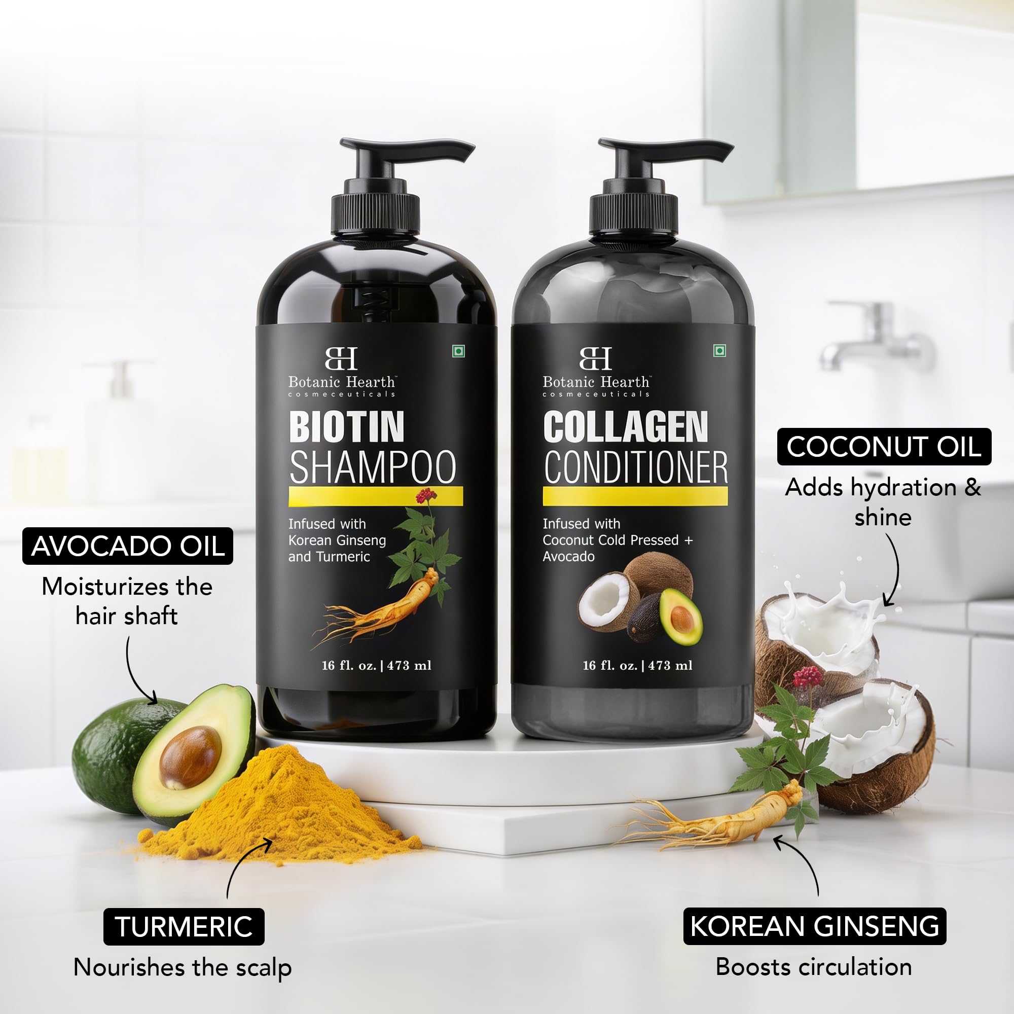 Botanic Hearth shampoo texture close-up showing creamy consistency for gentle cleanse
