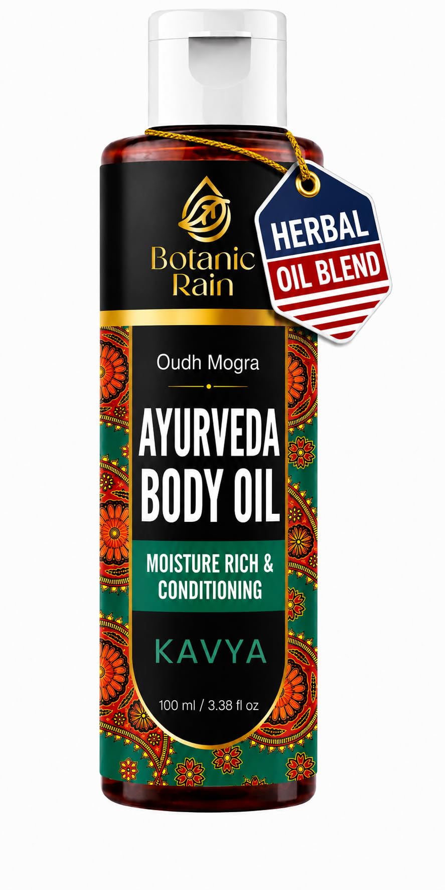 Botanic Rain front bottle view showing product and calming benefit