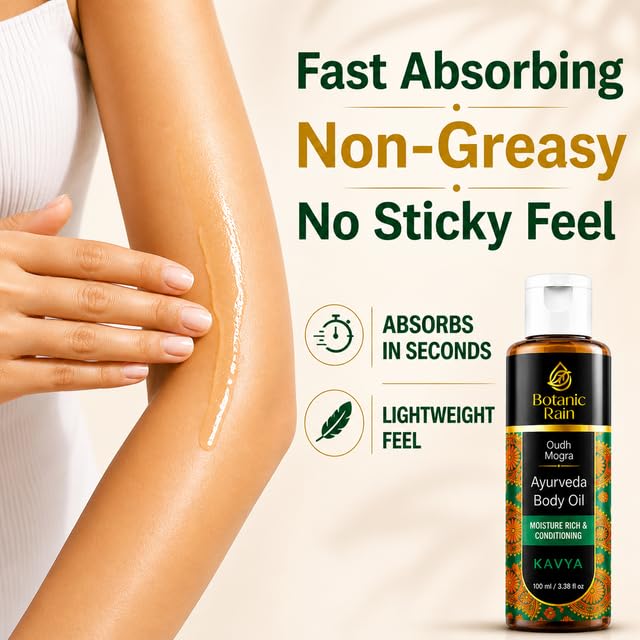 Botanic Rain oil being massaged into skin showing quick absorption benefit