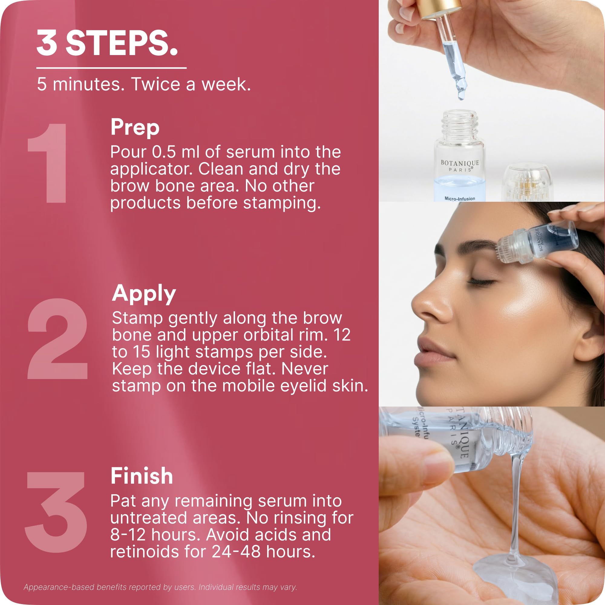 BOTANIQUE PARIS applicator in use on upper eyelid for precise application