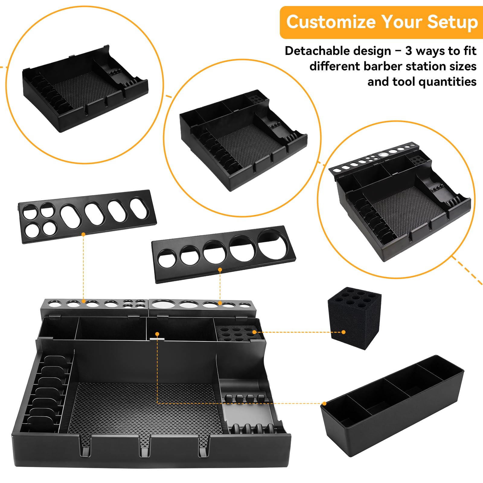 Botyboty tray filled with combs, scissors, brushes for efficient workflow