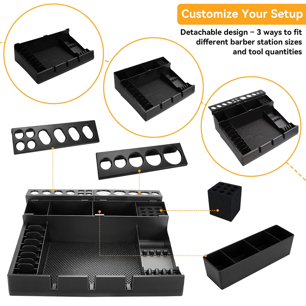 Botyboty tray filled with combs, scissors, brushes for efficient workflow