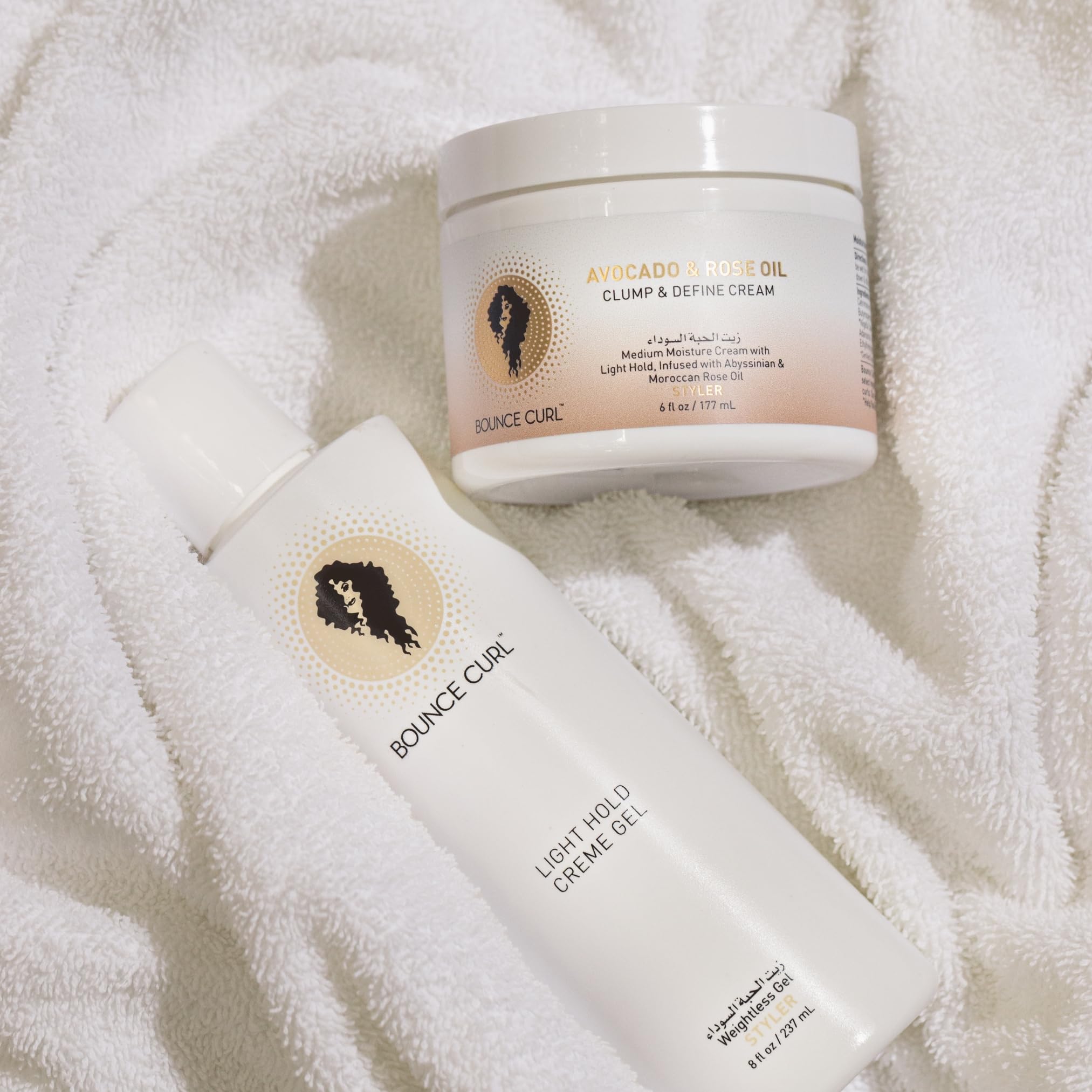 Bounce Curl ingredient label close-up, highlighting clean formula benefits