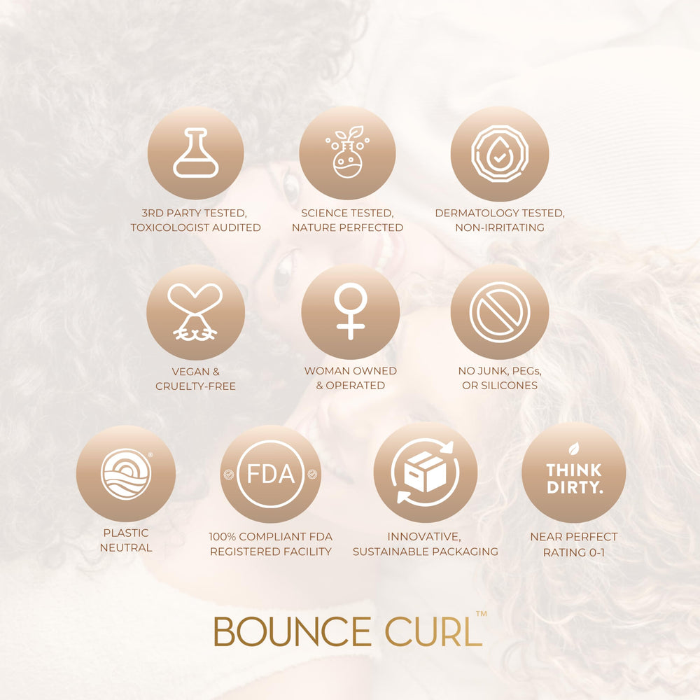 Bounce Curl packaging backside showing directions and free-from claims