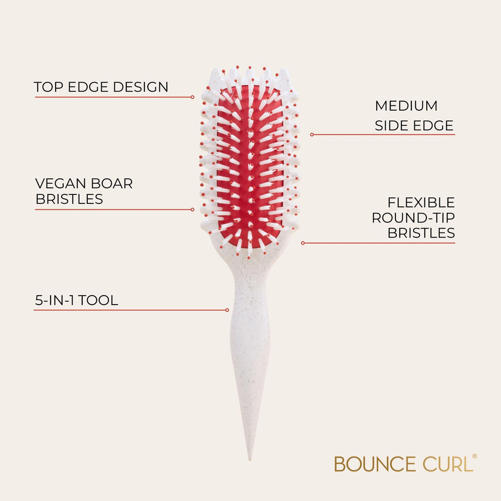 Bounce Curl bristles close-up showing vegan boar-style bristles that smooth and define