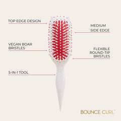 Bounce Curl bristles close-up showing vegan boar-style bristles that smooth and define