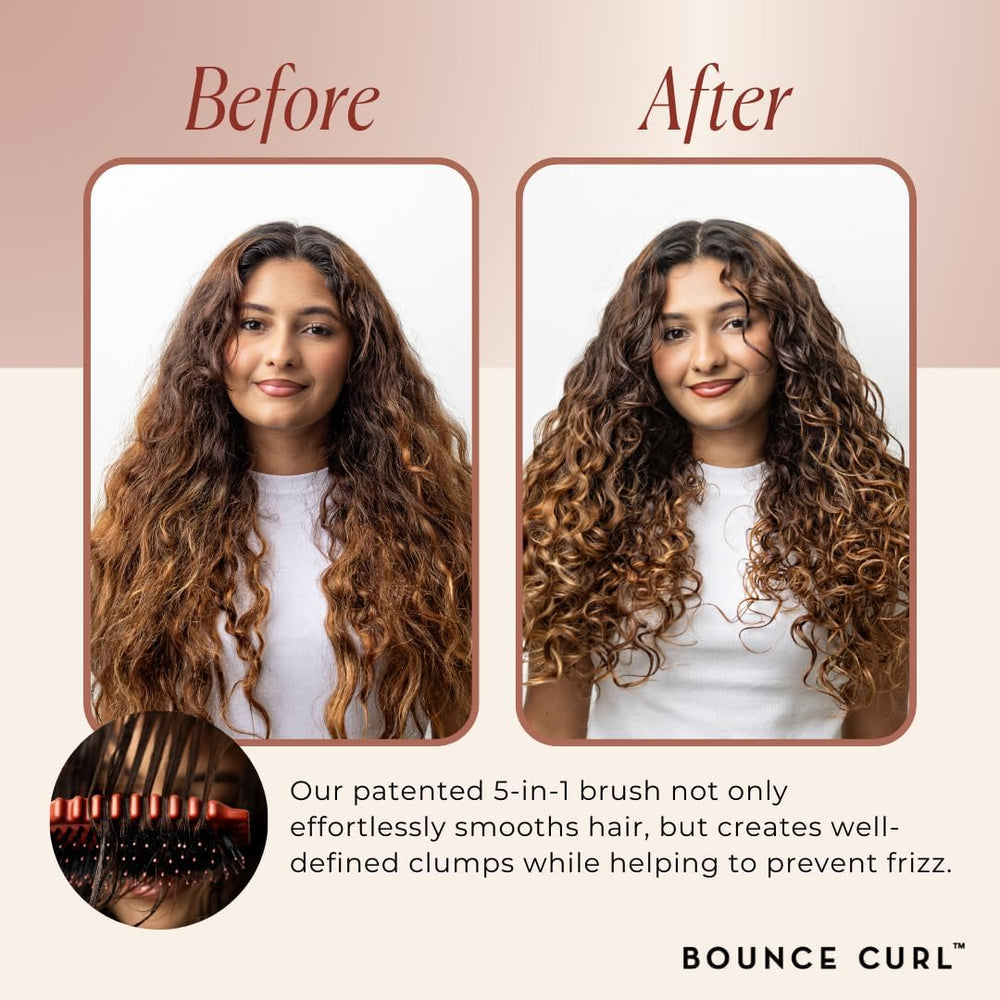 Bounce Curl brush held in hand to show scale and comfortable grip for controlled styling