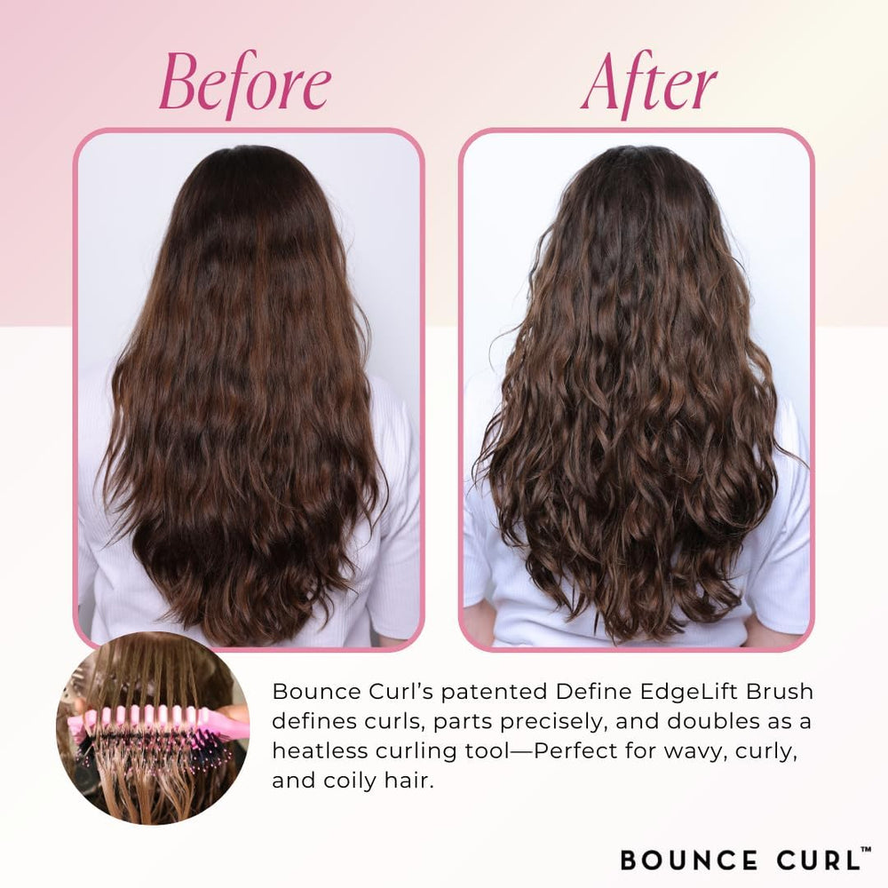 Bounce Curl brush gliding through wet curls for clump formation and reduced frizz