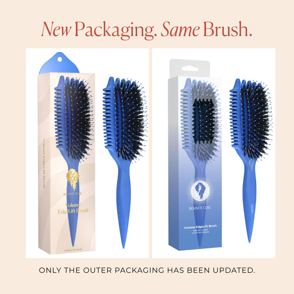 Close-up of Bounce Curl bristles smoothing hair for reduced frizz