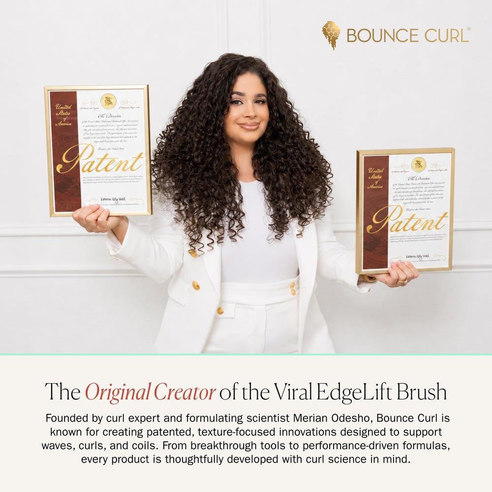 Bounce Curl brush held in hand indicating compact size and ergonomic grip