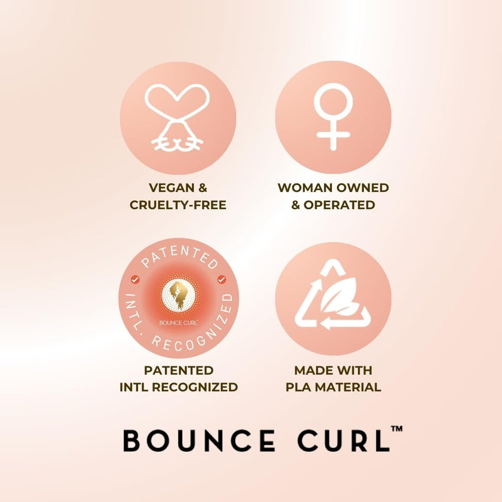 Bounce Curl next to hand showing compact size for travel convenience