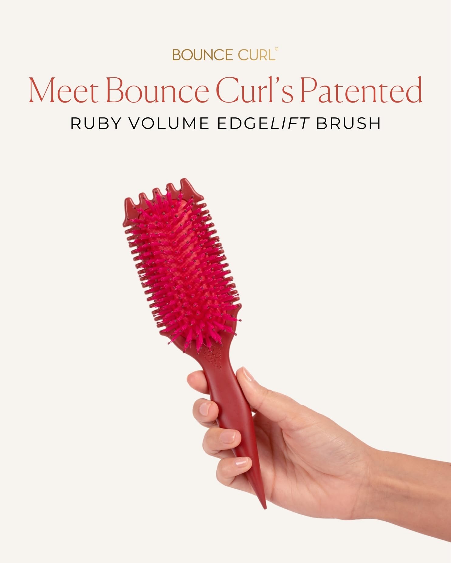 Bounce Curl handle used as heatless curler demonstrating gentle curl shaping