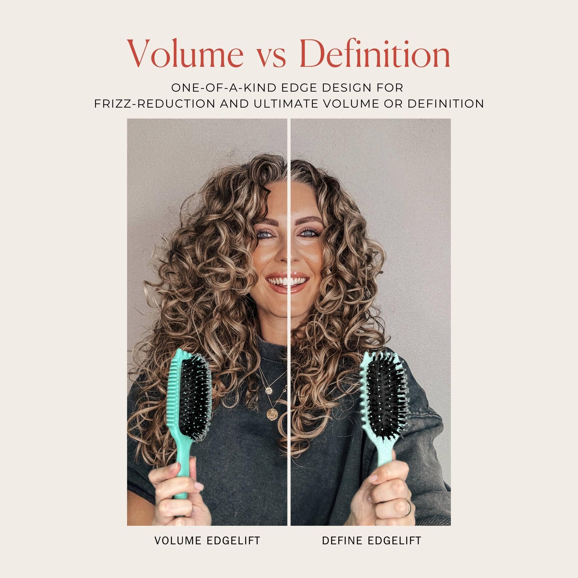 Bounce Curl brush held in hand to show scale and ergonomic control benefit