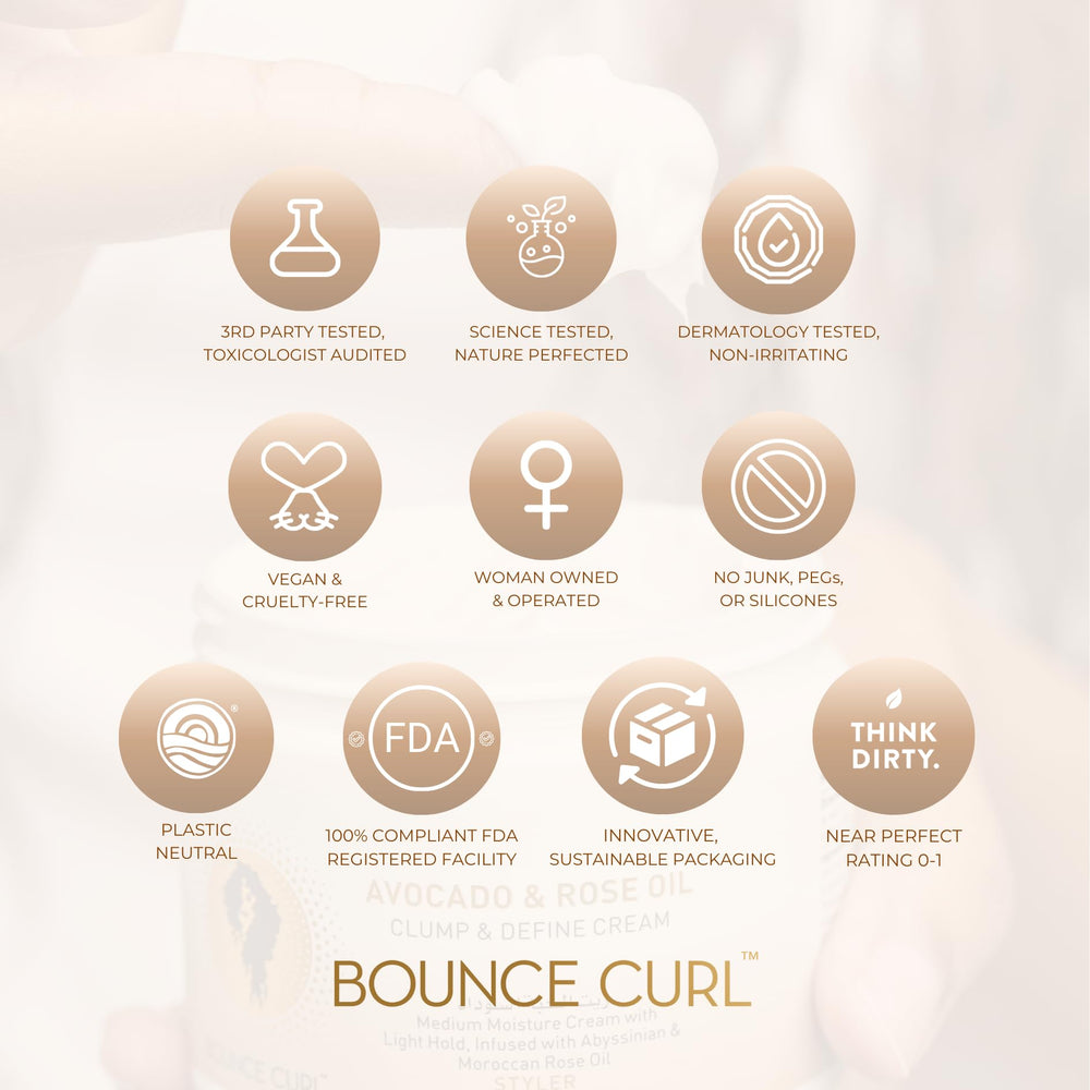 Bounce Curl fragrance notes display evoking exotic fruits and floral finish benefit