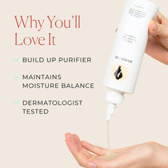 Bounce Curl shampoo lather texture demonstrating gentle cleansing action
