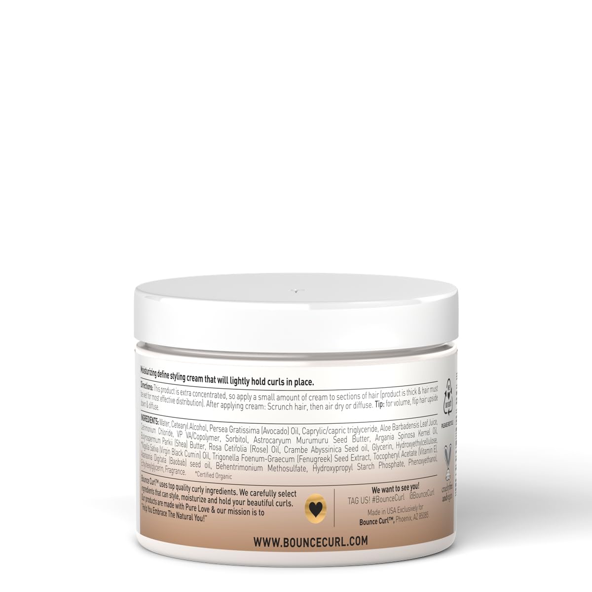 Bounce Curl cream texture closeup highlighting smooth moisturized consistency