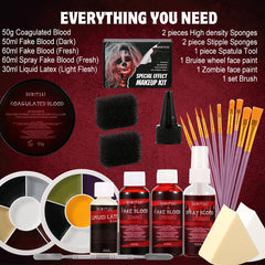 Bowitzki bottles of dark, fresh, and spray fake blood showing formula variety