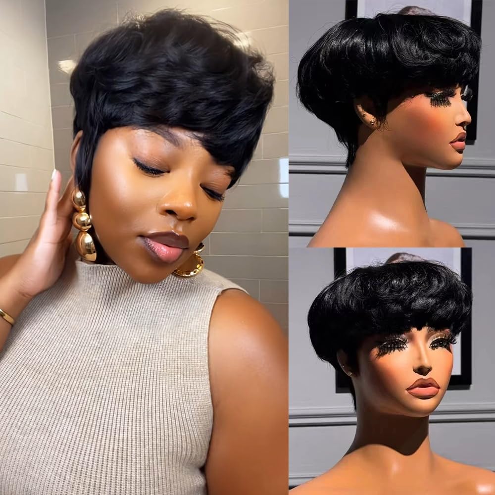 Bowl Cut ShowReal front view showing neat pixie fringe and natural finish benefit ease