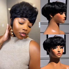 Bowl Cut ShowReal front view showing neat pixie fringe and natural finish benefit ease