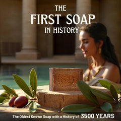 BOX 4 BODY Aleppo soap close-up texture highlighting cured surface and olive oil richness