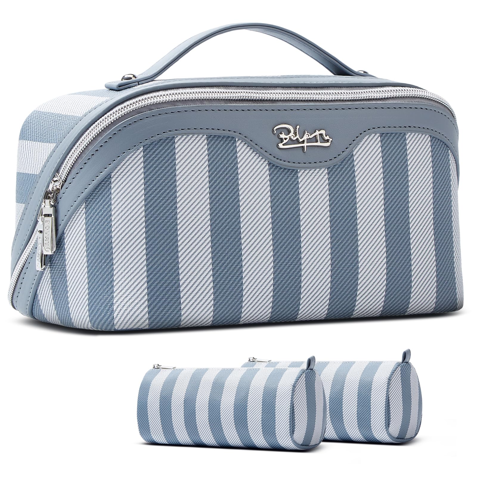 BOYATU front view of blue striped three-piece set for neat packing