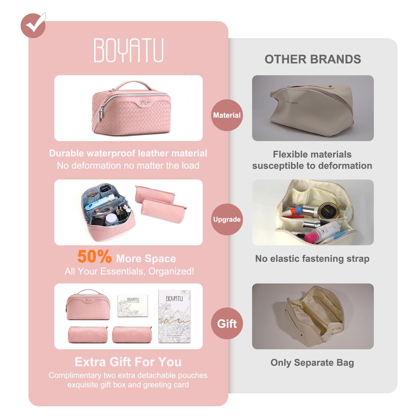 BOYATU vegan leather texture close-up highlighting padded finish and easy cleaning