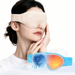 BOZV beige mask front view showing blackout fit and comfortable Lycra