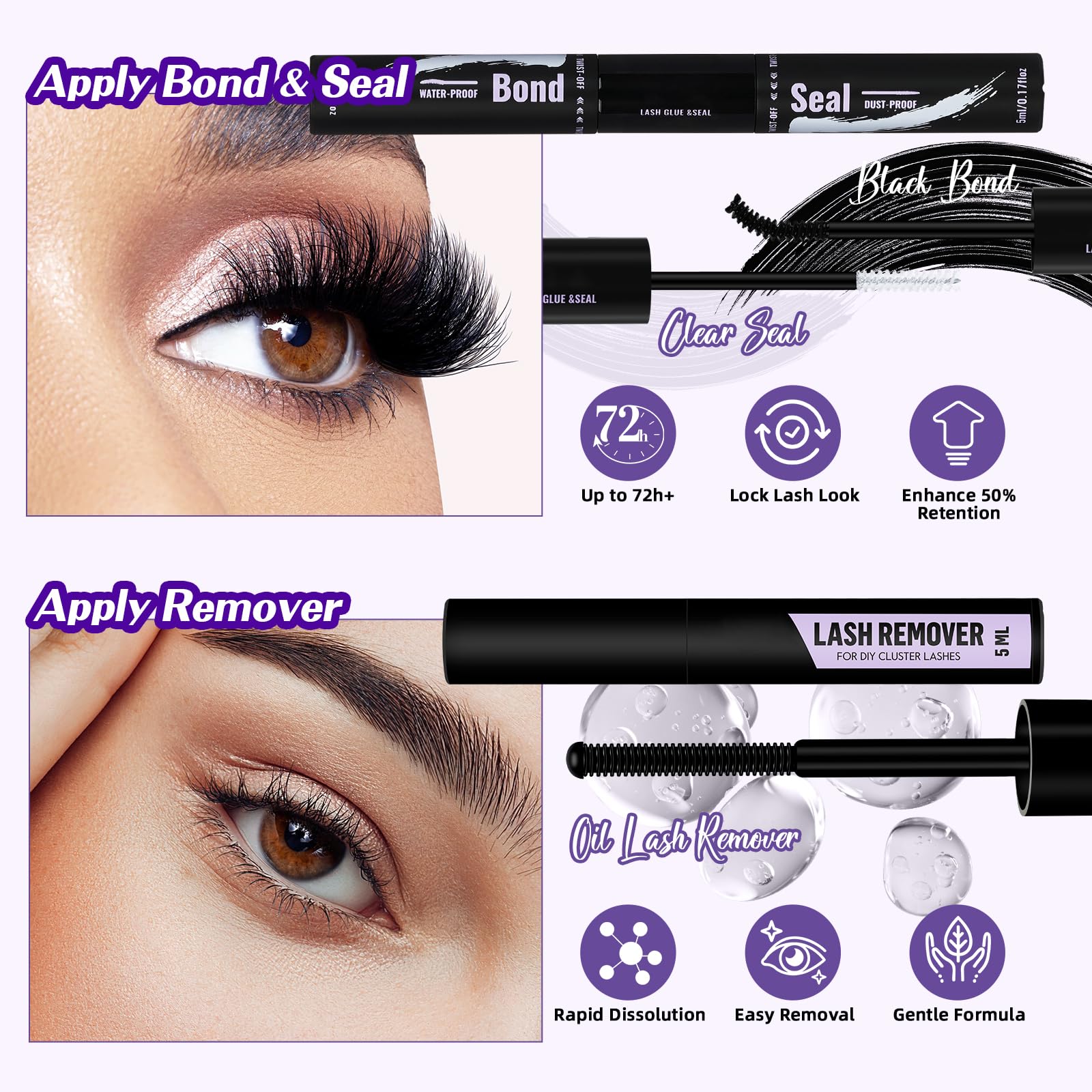B&Qaugen clusters applied for a natural daytime lash look with comfort benefit