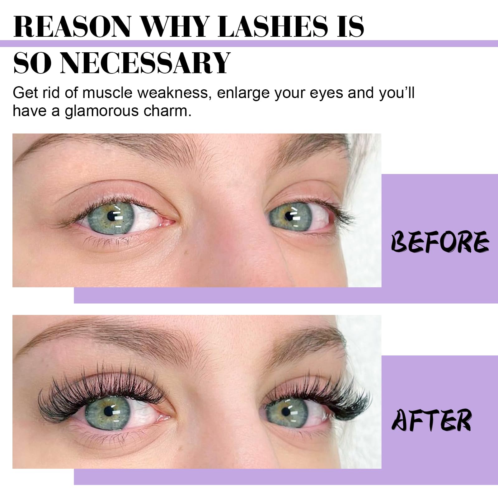 B&Qaugen before and after showing fuller lash line and subtle lift