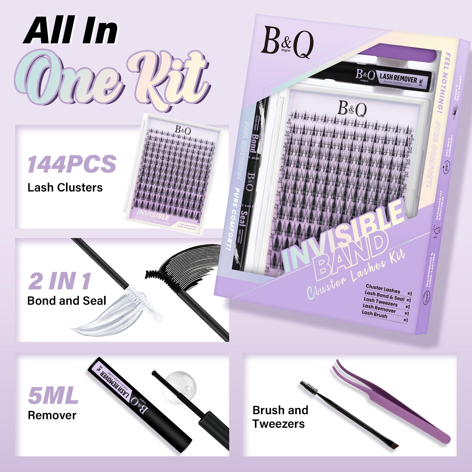 B&Qaugen ultra-thin 0.03mm clear band detail for invisible blend benefit natural look