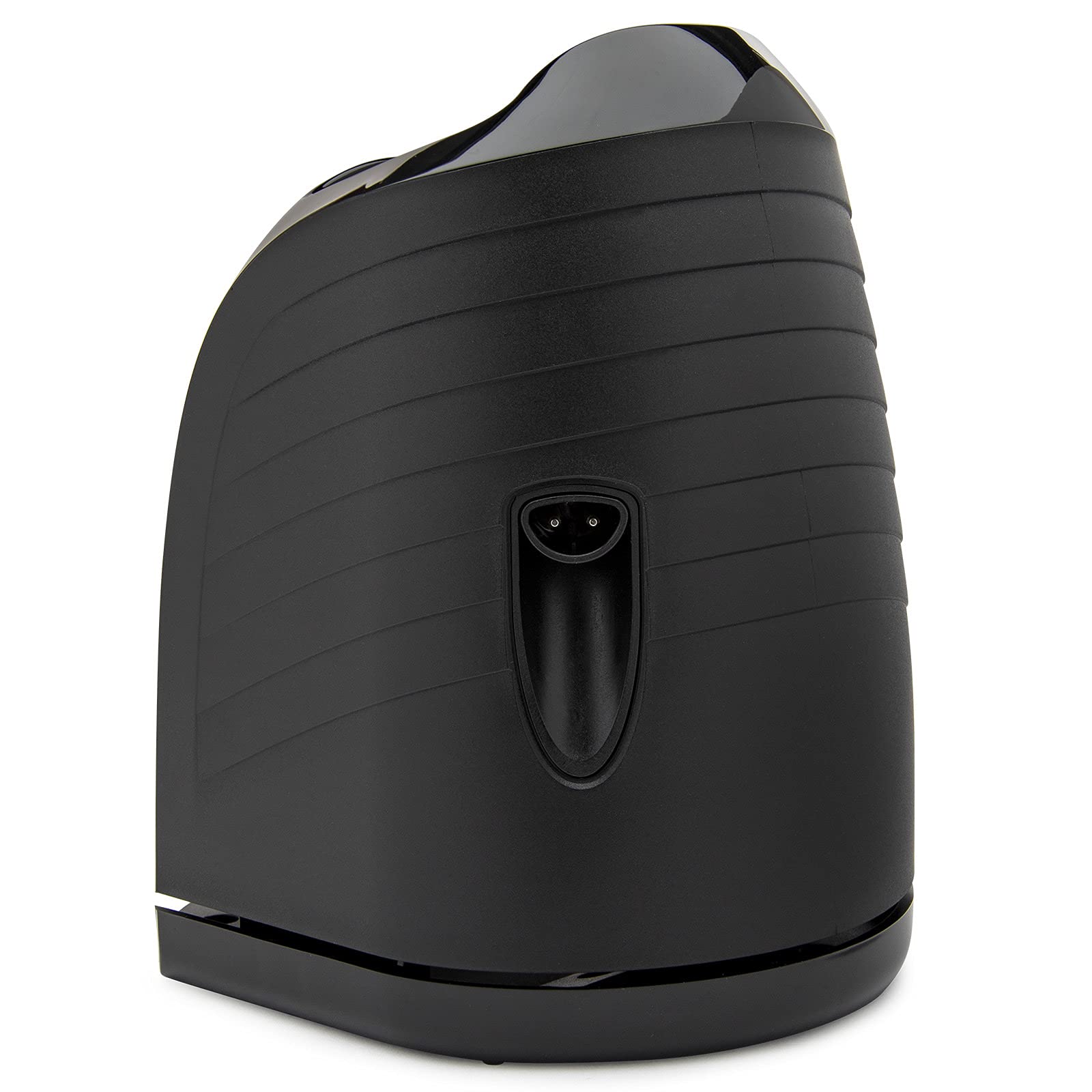 Braun base held in hand for size comparison showing compact, space-saving benefit