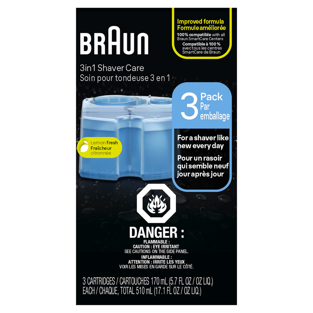 side-by-side blades before and after Braun CCR cleaning showing performance benefit