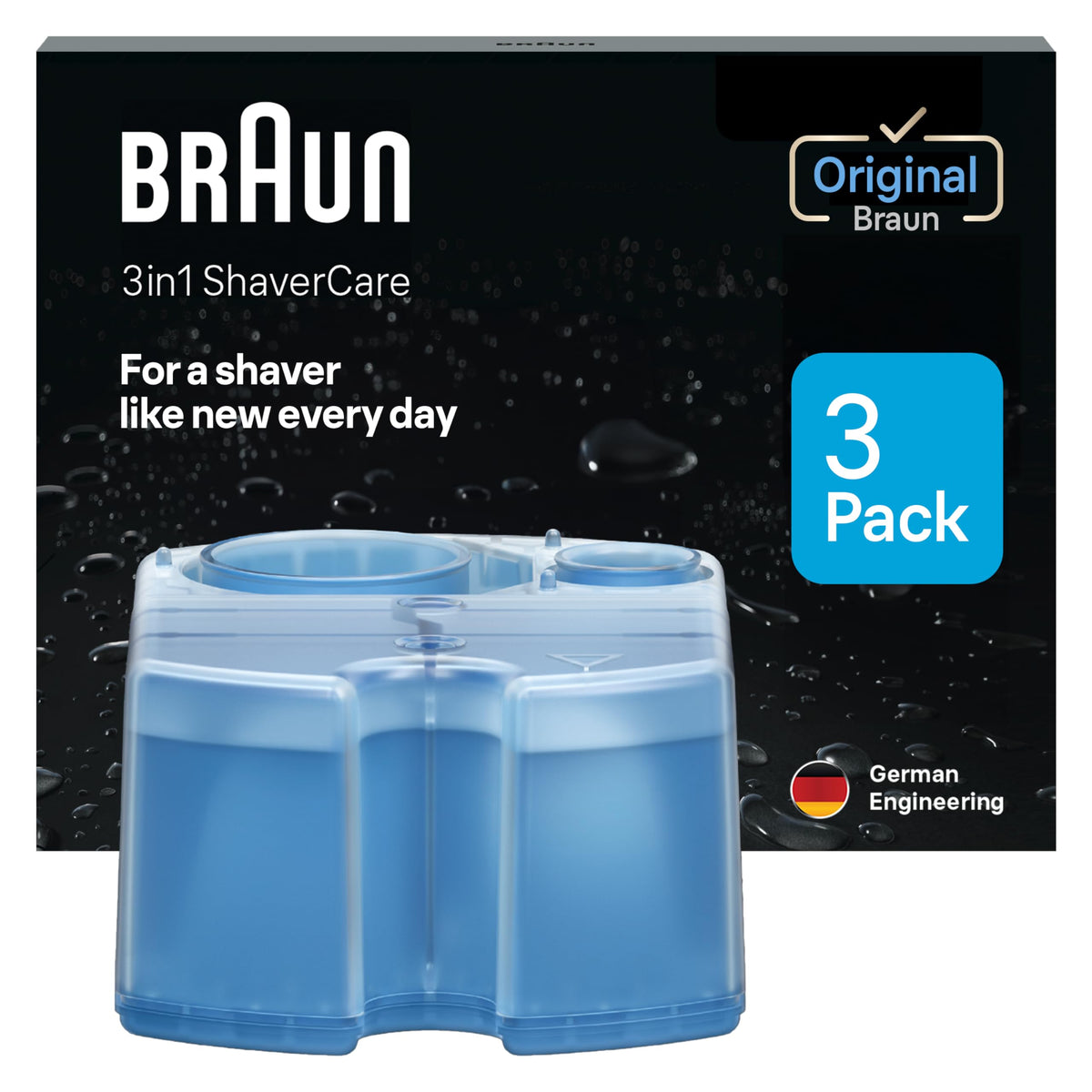 Braun front packaging showing three CCR cartridges and lemon scent benefit